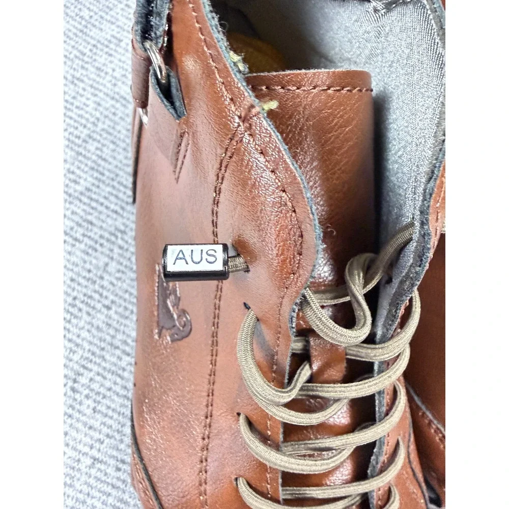 DBECK Mens Brown Leather High Top Walking Shoes Boots Size 39‎